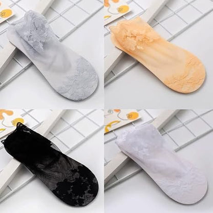 FloraLace™ Sheer Floral Ankle Socks